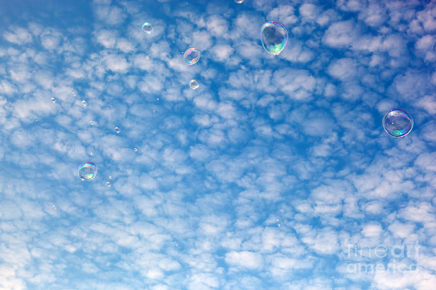 Summer Photograph - Soap bubbles flying in the air by Michal Bednarek