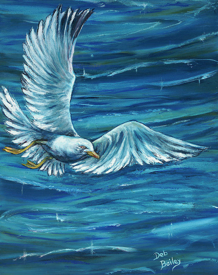 Seagull Painting - Soaring by Debra Bailey