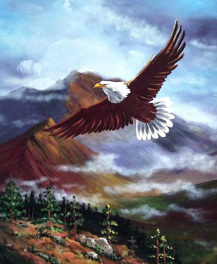 Wildlife Painting - Soaring Eagle by Jacqueline Brodie Welan