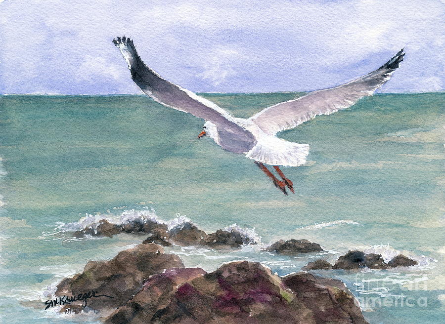 Soaring Gull Painting by Suzanne Krueger