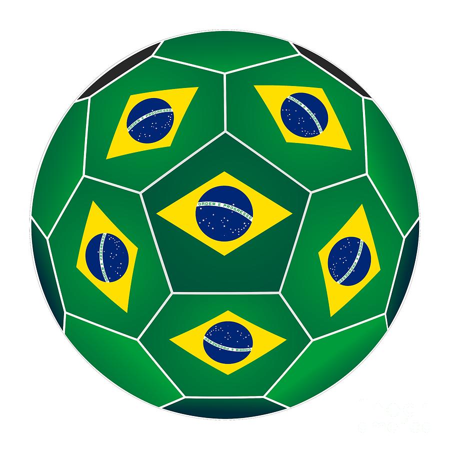 Soccer ball with Brazilian flag Digital Art by Michal Boubin
