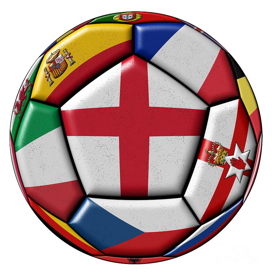 Soccer ball with flag of England in the center Digital Art by Michal Boubin