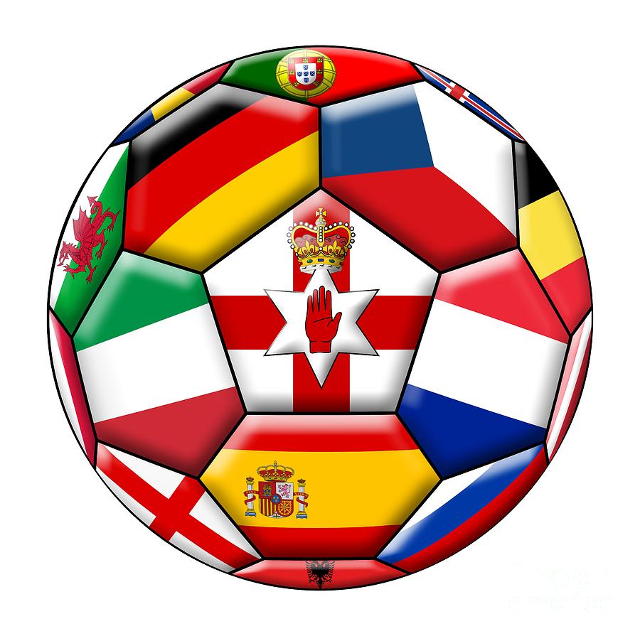 Soccer ball with flags - flag of  Northern Ireland in the center Digital Art by Michal Boubin