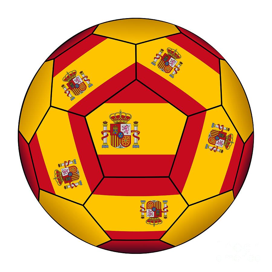 Soccer ball with Spanish flag Digital Art by Michal Boubin