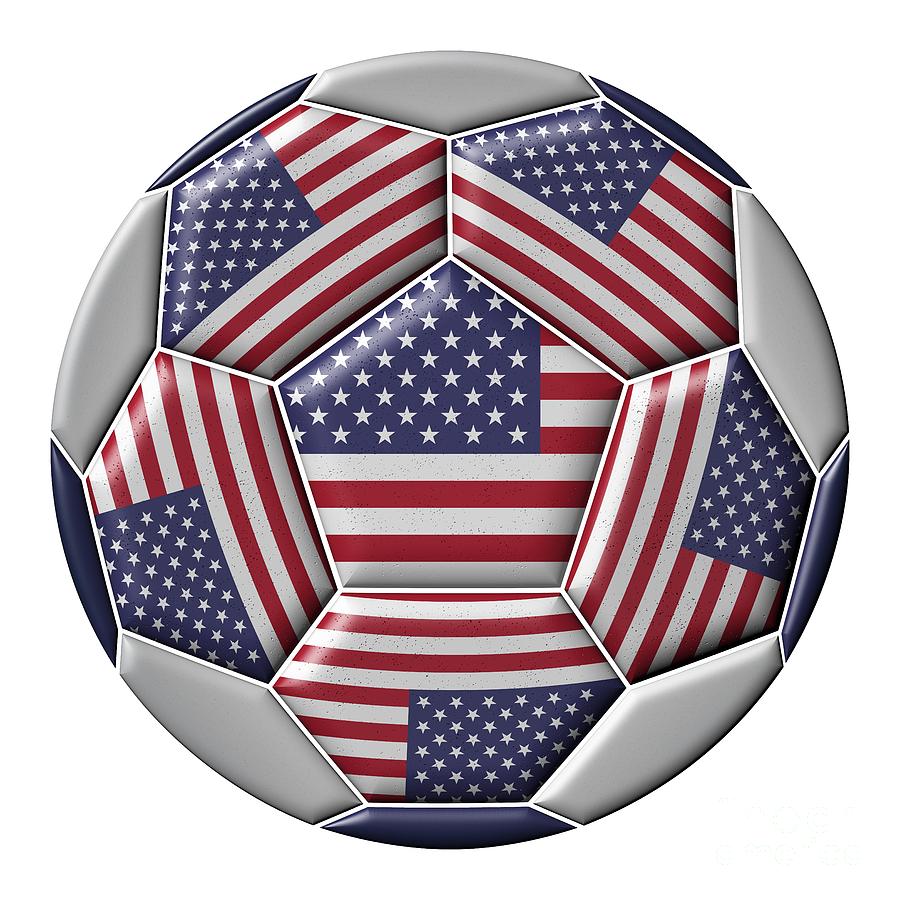 Soccer ball with United States flag Digital Art by Michal Boubin