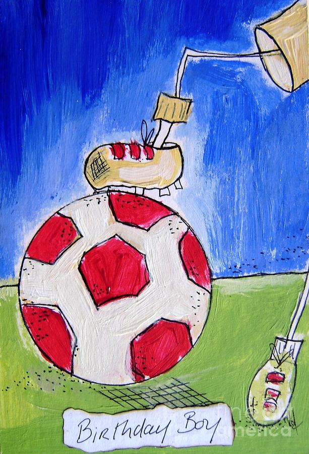 Soccer Dad Birthday Boy Drawing by Mary Cahalan Lee - aka PIXI