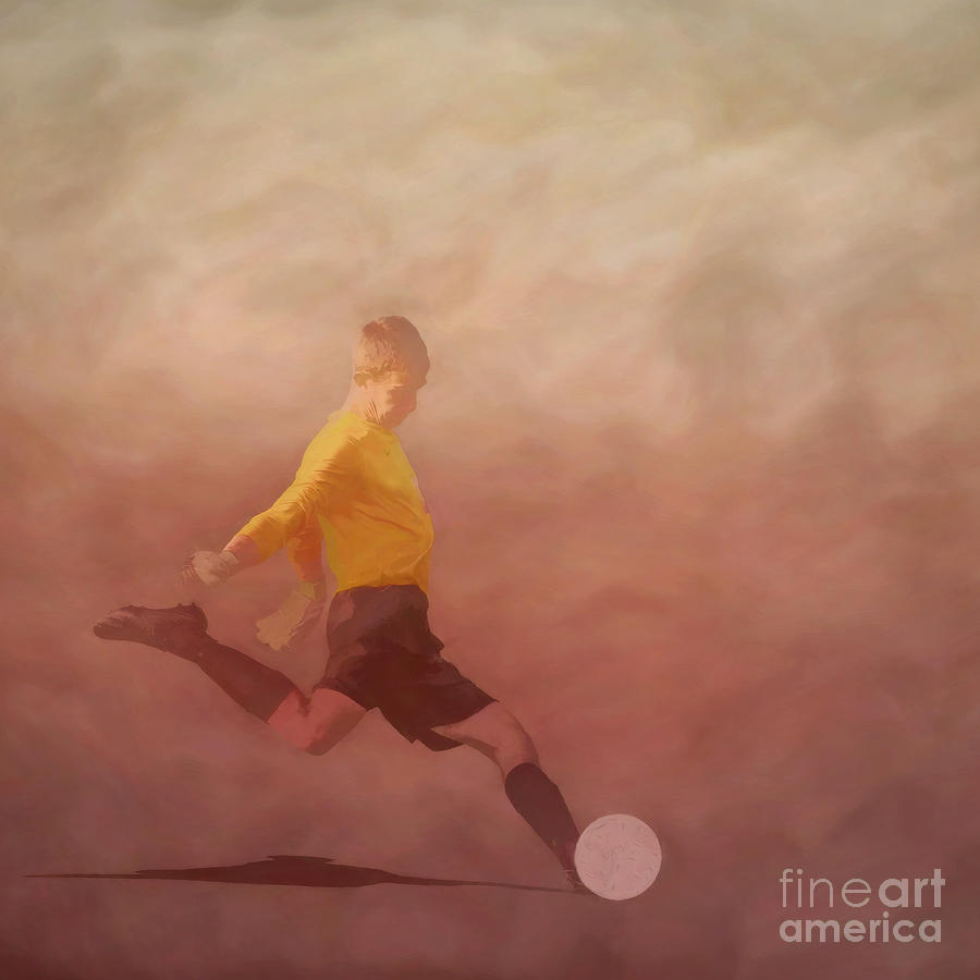 Soccer Player Kicking Digital Art by Randy Steele