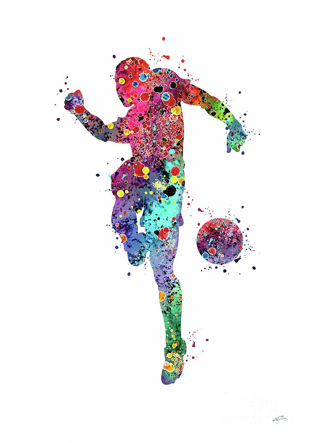 Soccer Player Digital Art - Soccer Player Sports Art Print Watercolor Print Soccer illustration Football Art Poster by White Lotus