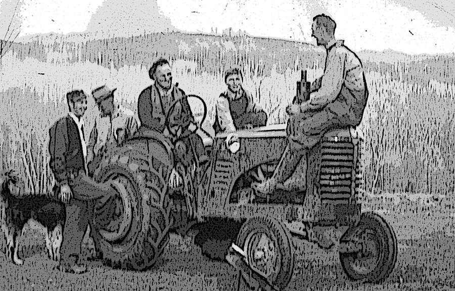 Tractor Digital Art - Social Gathering at the Tractor by Donald Burroughs Tractor Digital Art - Social Gathering at the Tractor by Donald Burroughs