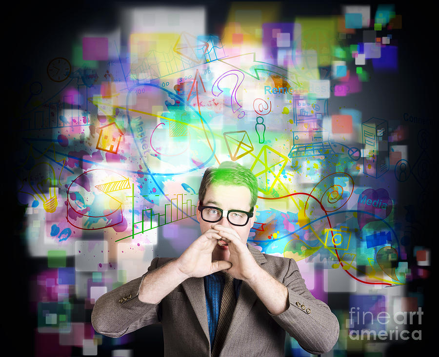 Social media internet man with marketing message Photograph by Jorgo Photography