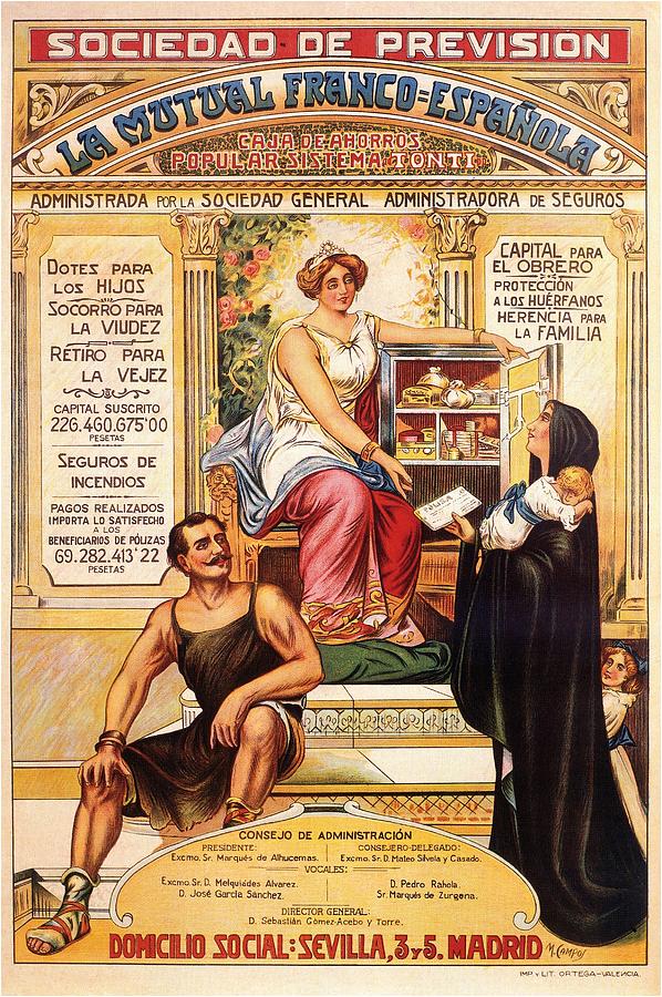 Vintage Mixed Media - Sociedad de Prevision - Spanish - Vintage Advertising Poster by Studio Grafiikka