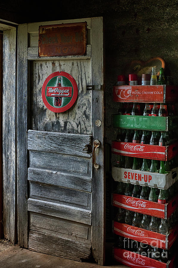 Gas Station Photograph - Soda Memorabilia Inside Paris Springs Garage by Priscilla Burgers