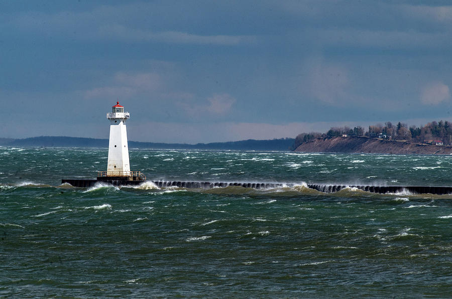 Sodus Point Lighthouse on a Storm Day Photograph by Mary Courtney