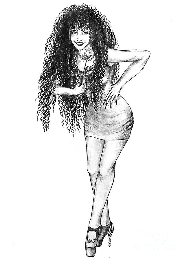 Sofia. Sexy girl with long black hair Drawing by Sofia Goldberg - Pixels