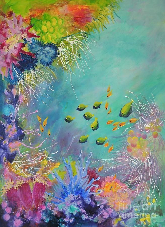 Soft And Hard Reef Corals Painting by Lyn Olsen