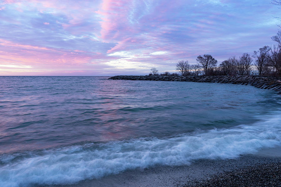 Soft and Rough - Colorful Dawn on the Lakeshore Photograph by Georgia Mizuleva