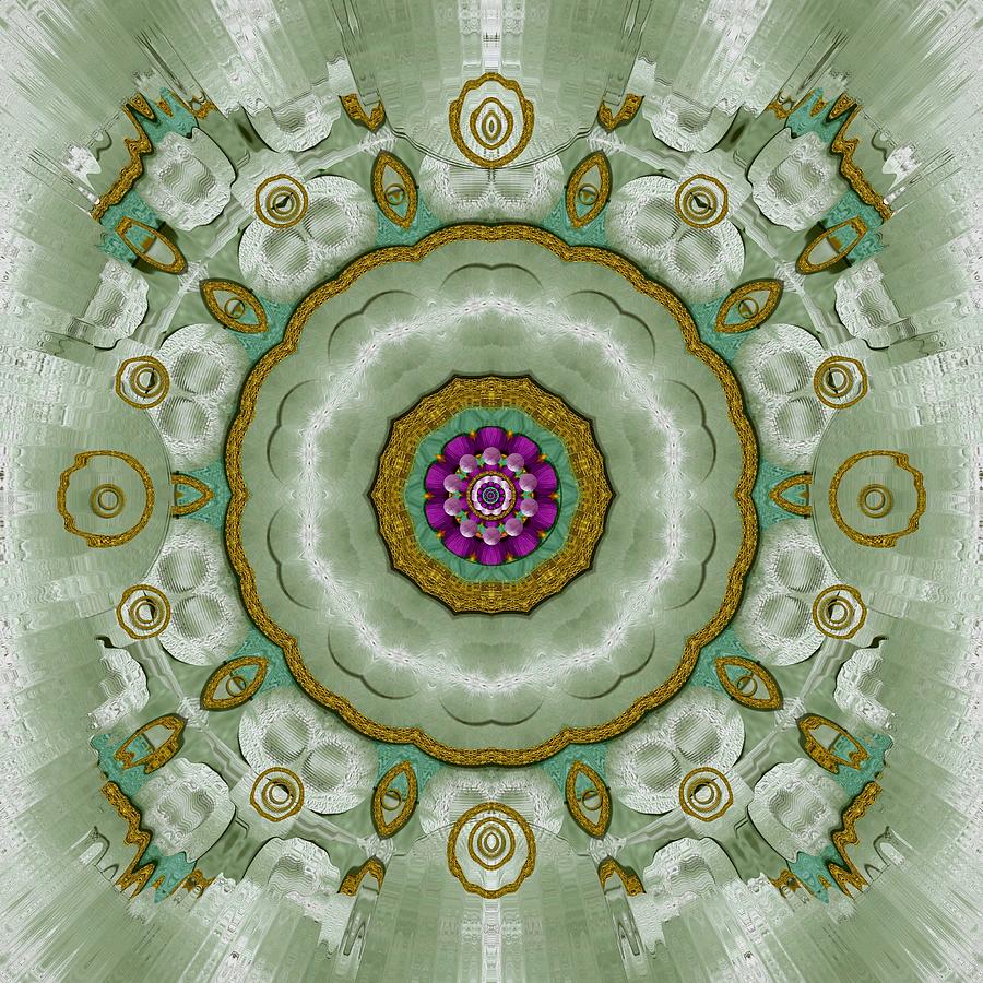 Soft And Sweet Lotus Floral In Greens Mixed Media