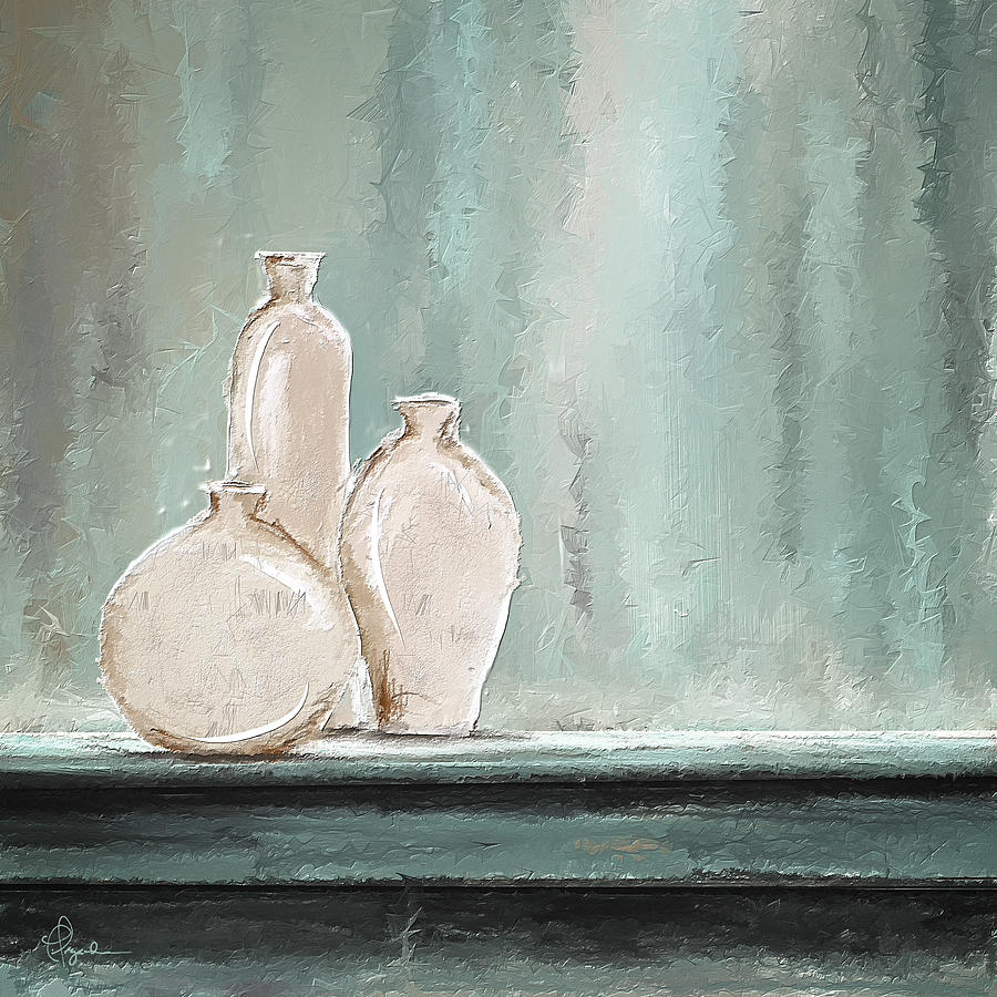 Soft Blue And Gray Art Painting by Lourry Legarde