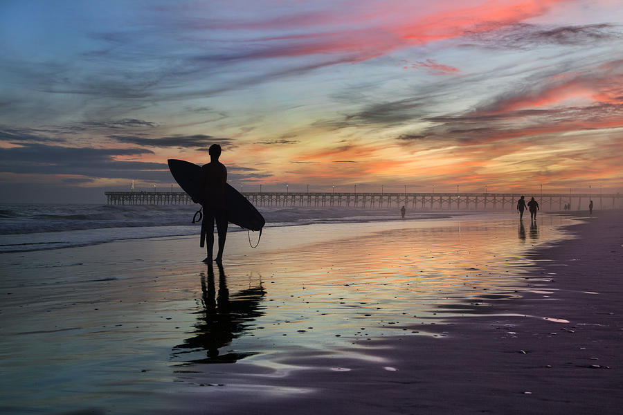 Sunset Photograph - Surfing the Shadows of Light by Betsy Knapp