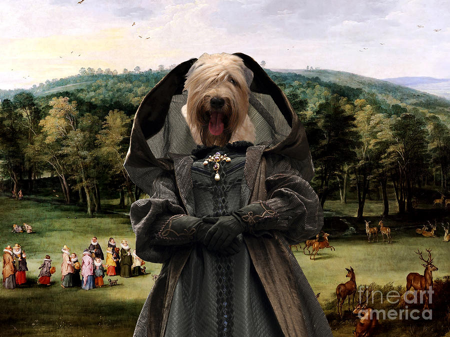 Soft Coated Wheaten Terrier Art Canvas Print - The Infanta Isabel Clara Eugenia in the park of Marie Painting by Sandra Sij