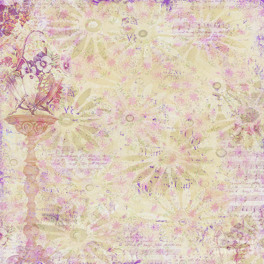 Soft Elegant Floral Pattern Peachy Mauve Design by Megan Duncanson Mixed Media by Megan Aroon