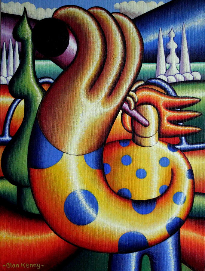 Soft Gloss Musician In Landscape Painting by Alan Kenny