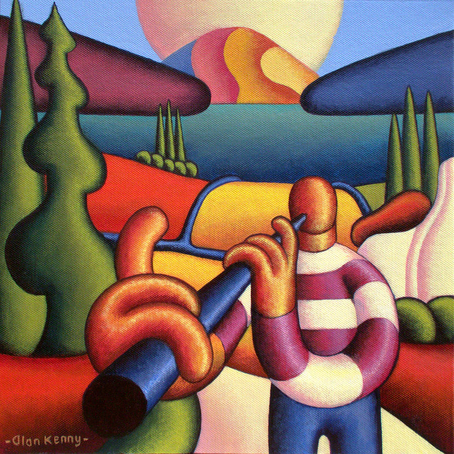Soft Musician With Cottage In Landscape Painting by Alan Kenny