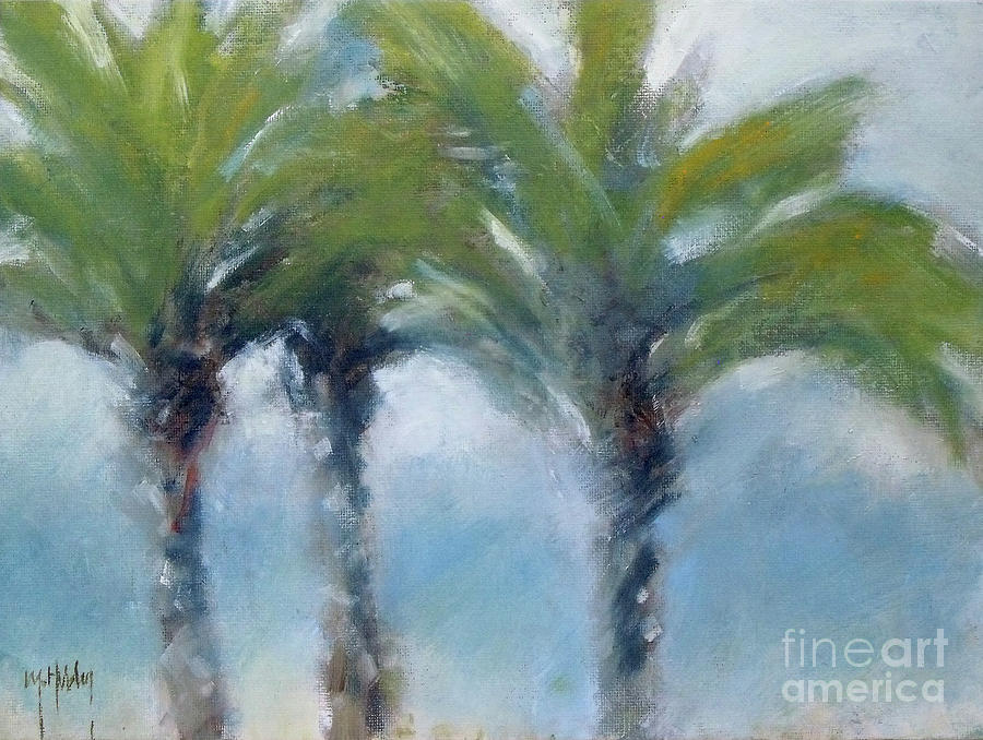 Tree Painting - Soft Palms Trees Nature Sky by Mary Hubley