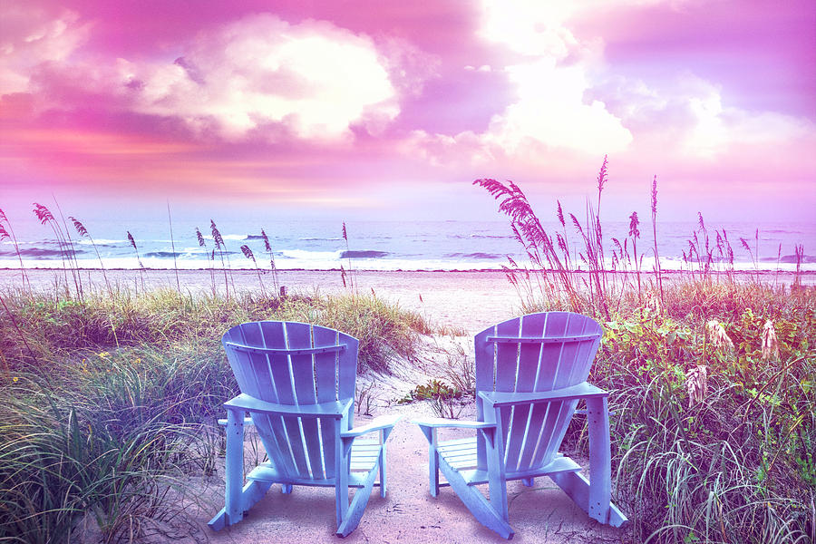 Soft Pastel Colors Chairs at the Sea Photograph by Debra and Dave Vanderlaan