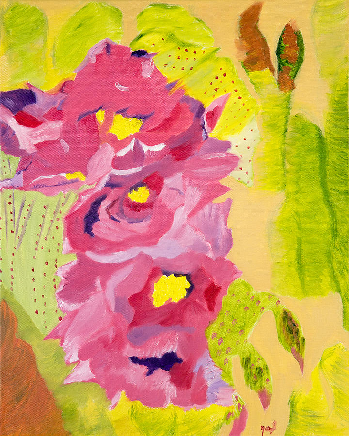 Soft petals Atop Prickly Cactus Painting by Meryl Goudey