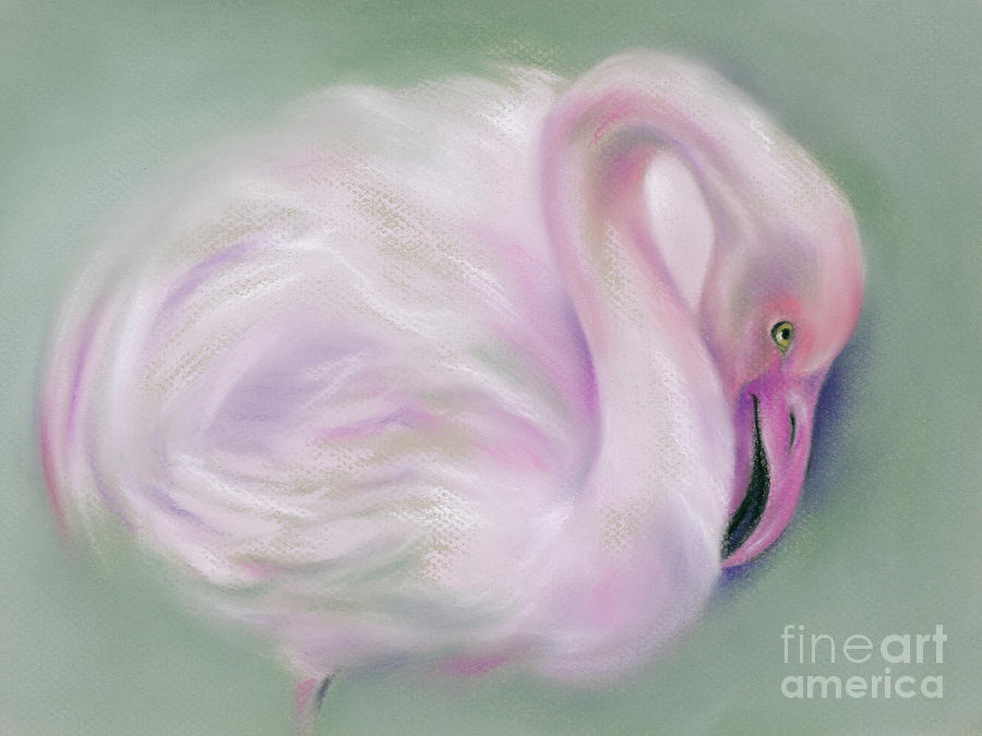Soft Pink Flamingo Mirrored Painting by MM Anderson