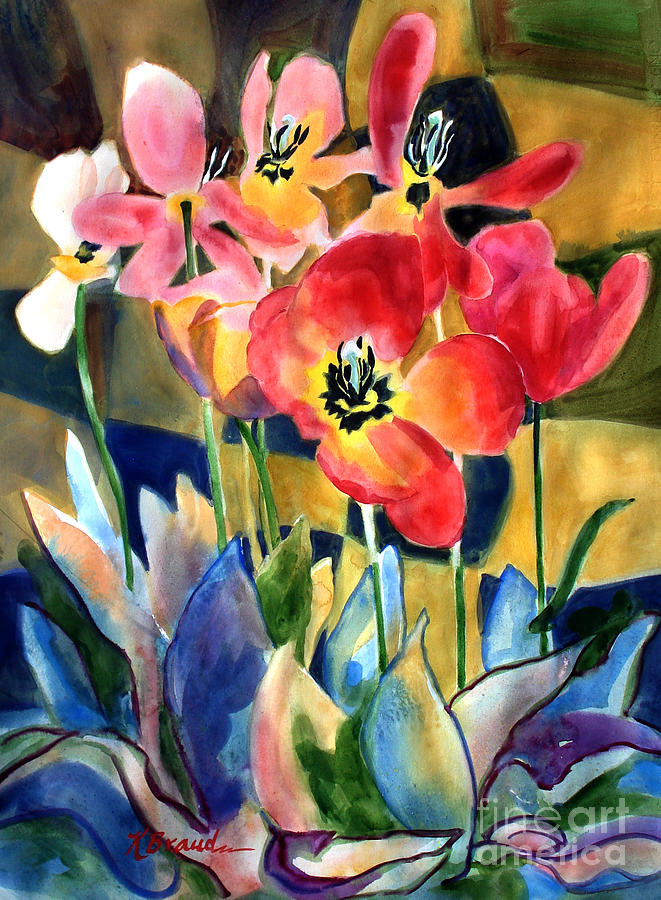 Soft Quilted Tulips Painting by Kathy Braud