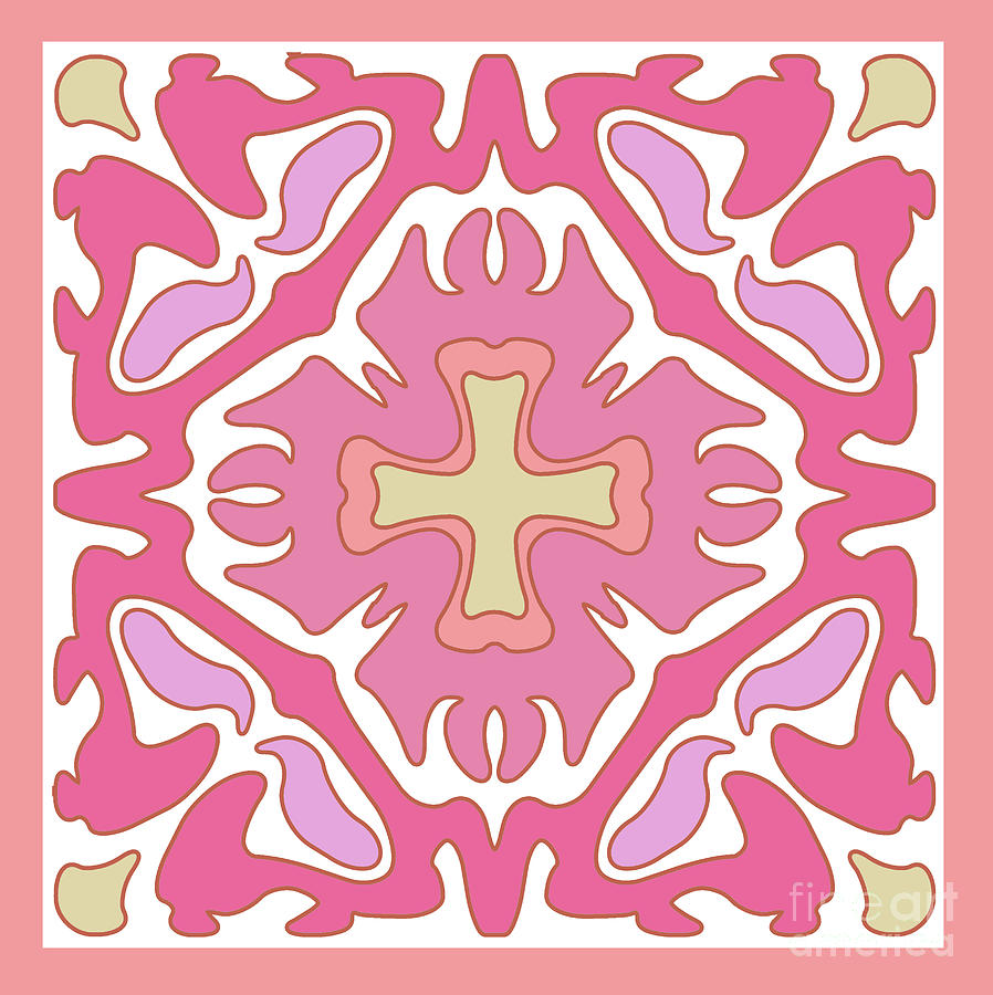 Soft Rose Coral and Beige Geometric Abstract Digital Art by Melissa A Benson