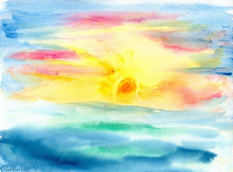 Sunset Painting - Soft Sea Sunset by Tomer Rosen Grace