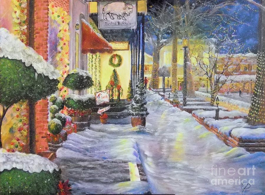 Soft Snowfall in Dahlonega Georgia an Old Fashioned Christmas Painting by Nicole Angell