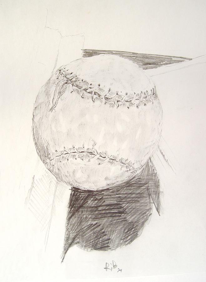 Softball Drawing by Ron Bissett