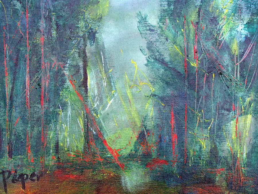 Softlit Forest Painting by Betty Pieper