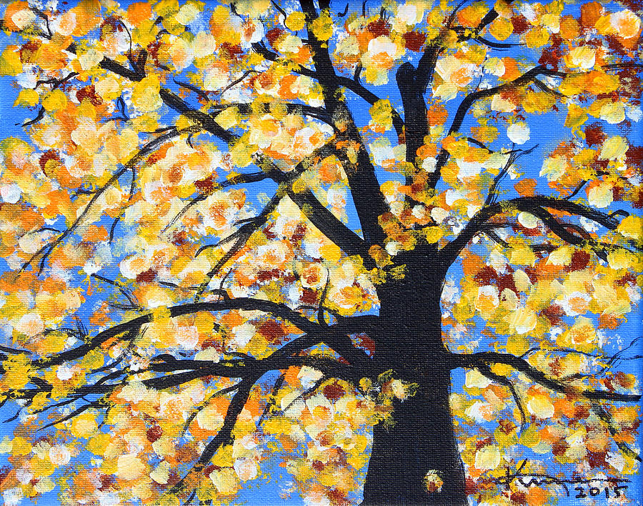 Softly Falling Autumn Leaves Painting by Kume Bryant