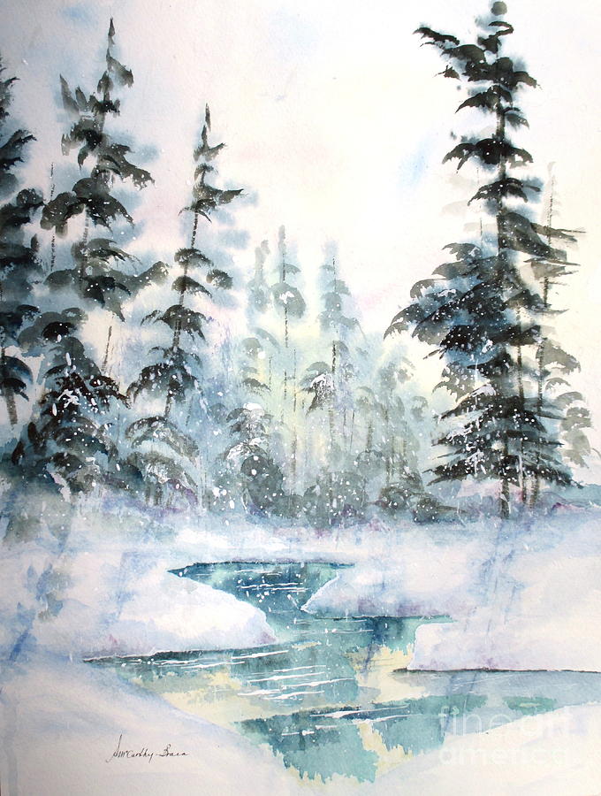 Softly Falling Snow Painting by April McCarthy-Braca