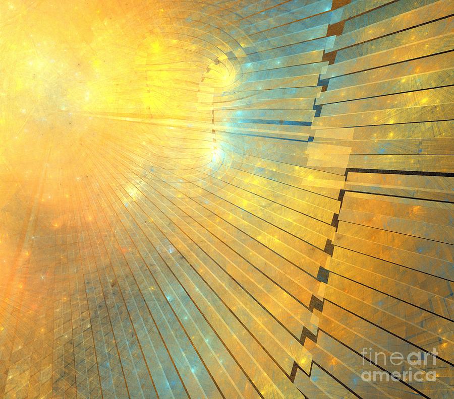 Abstract Digital Art - Solar Blue Fan by Kim Sy Ok