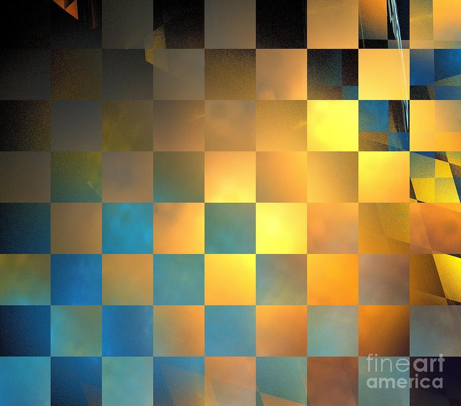 Abstract Digital Art - Solar Checkers by Kim Sy Ok