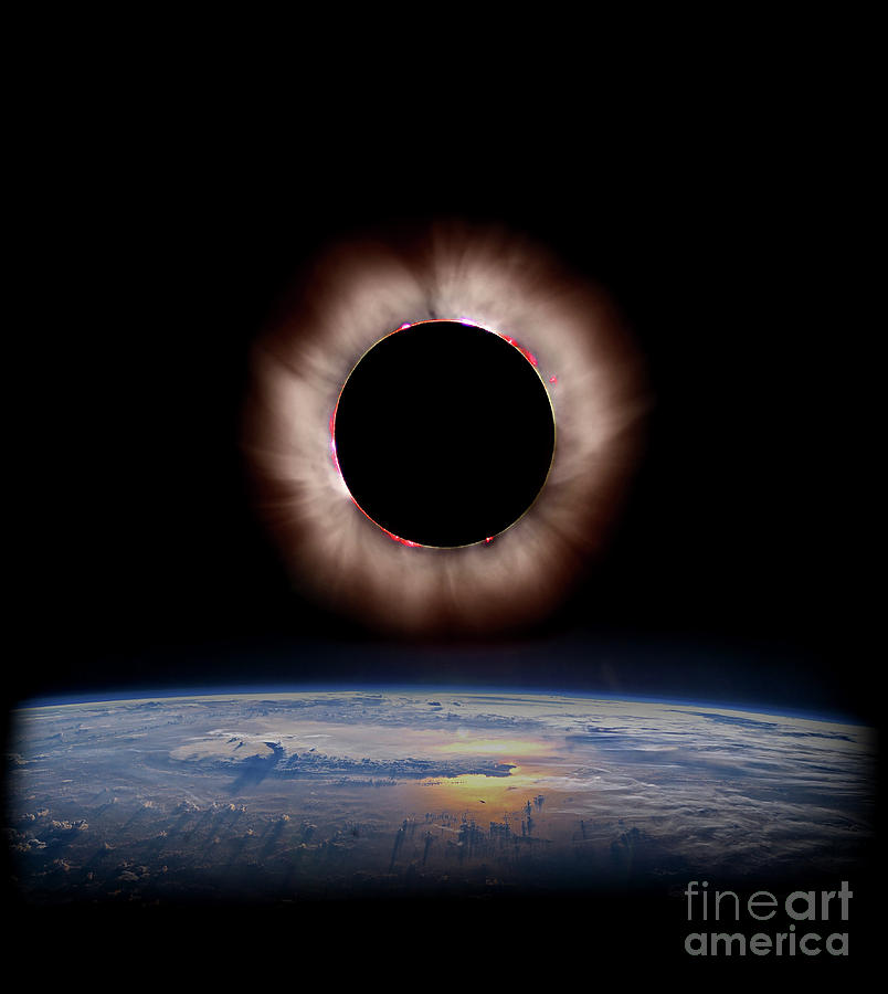 Solar Eclipse from above the Earth Photograph by Doc Braham