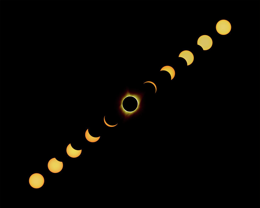 Solar Eclipse Full Composite Gold Photograph by Max Waugh