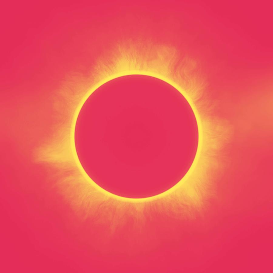 Solar Eclipse in Bright Red Painting by Celestial Images