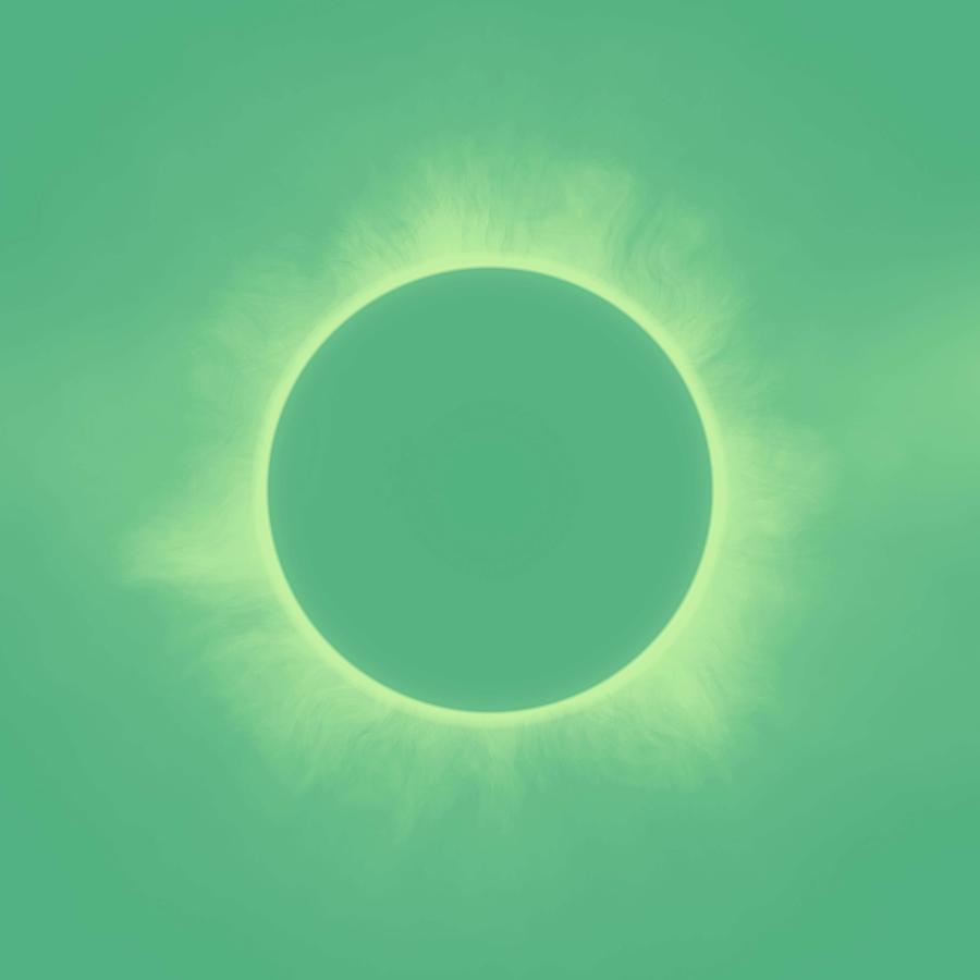 Solar Eclipse in Cold Green Color Painting by Celestial Images
