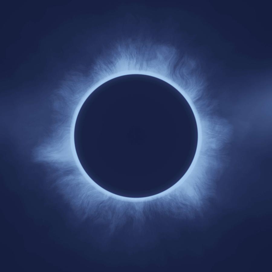 Solar Eclipse in Deep See Colors Painting by Celestial Images