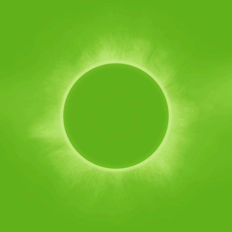 Solar Eclipse in Fresh Green Mint Colors Painting by Celestial Images