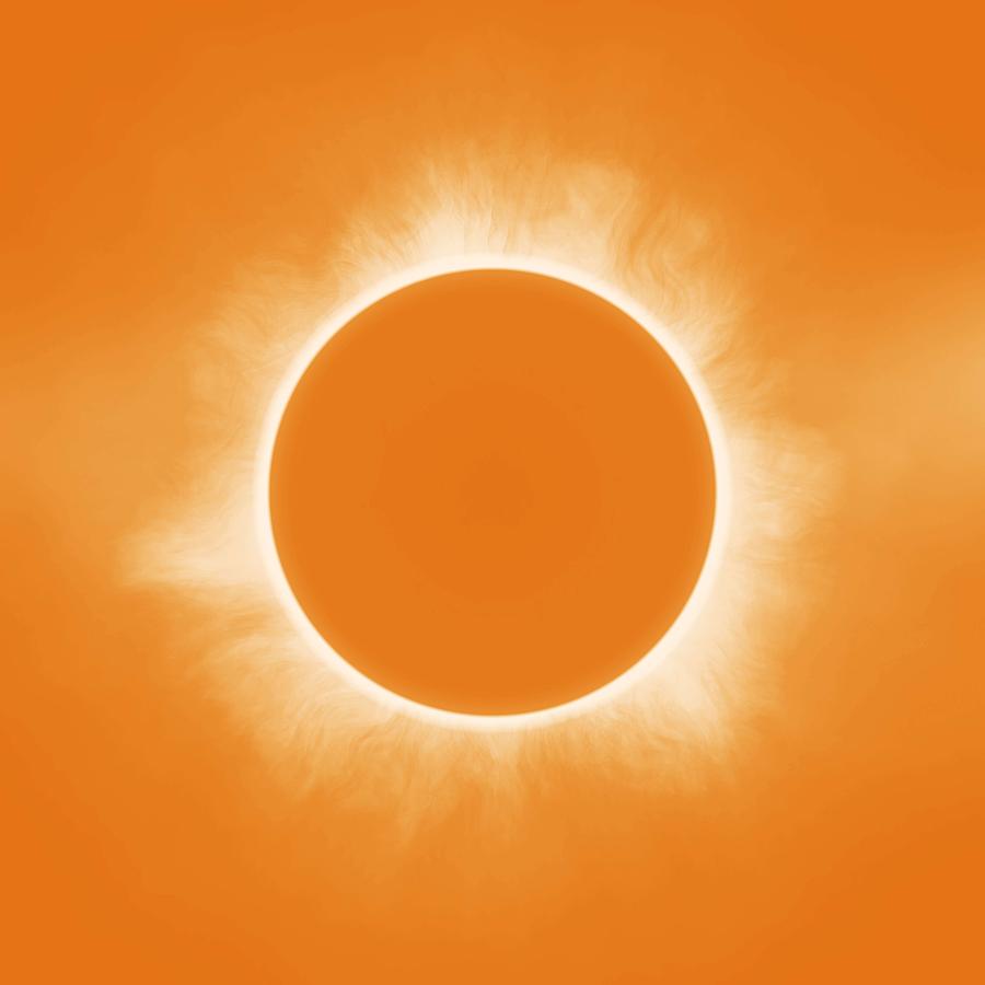 Solar Eclipse in Orange Colors Painting by Celestial Images