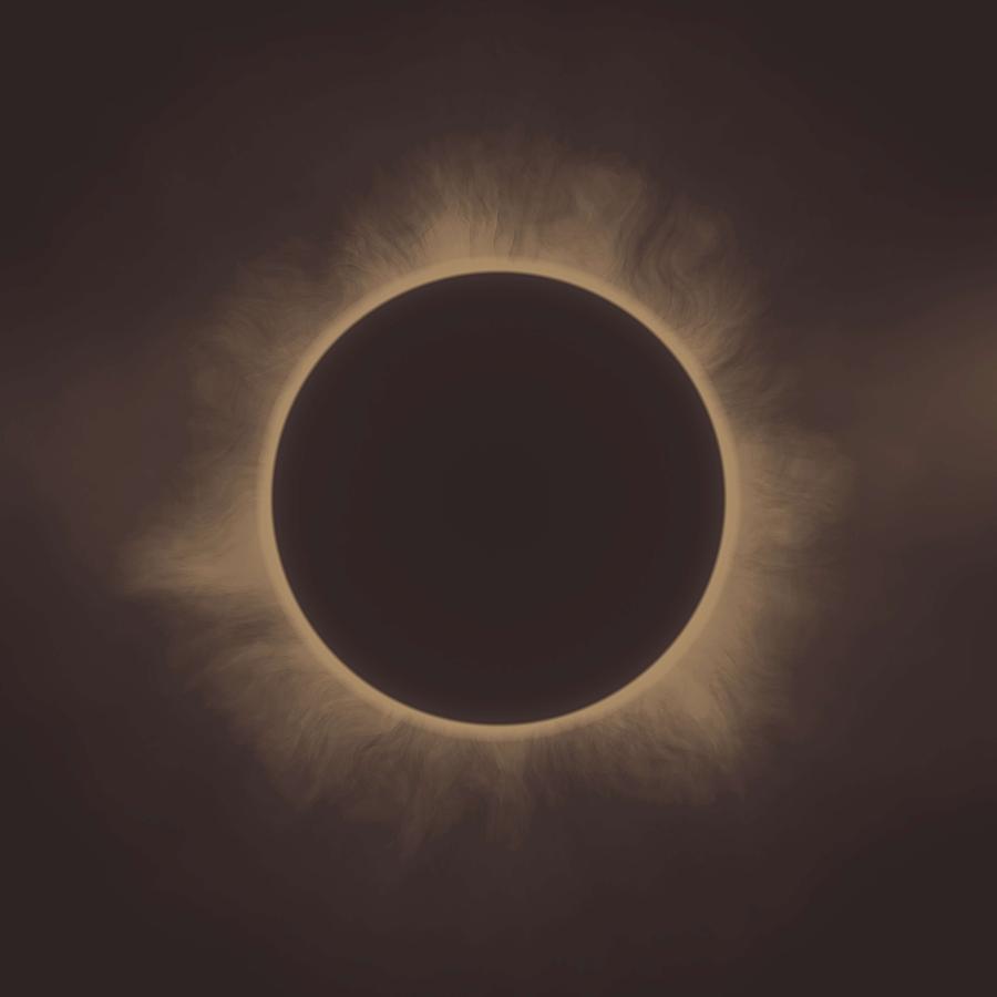 Solar Eclipse in Sepia Painting by Celestial Images