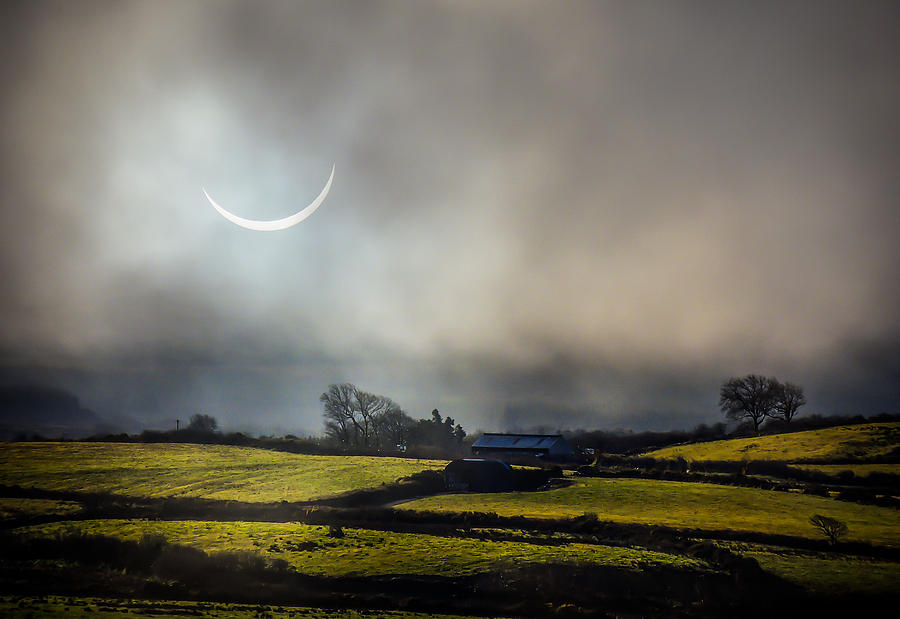 Solar Eclipse over County Clare Countryside Photograph by James Truett